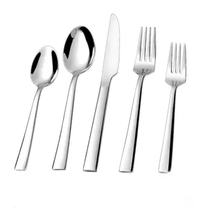 Hotel Umwelt freundliches Besteckset aus Edelstahl Metall löffel Gabel und Messer Klassisches Besteckset Abendessen Silber Besteckset