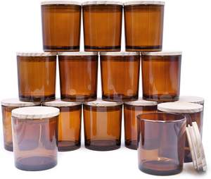 キャンドル作り用の厚いキャンドルジャー12個、キャンドル作り用の松の木の蓋付き7オンスの空のジャー - Product Image 1