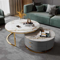 Table basse en marbre de nidification au design moderne antique caractéristique d'ascenseur mobile extensible pour hôtel maison bureau salle à manger chambre utiliser pierre