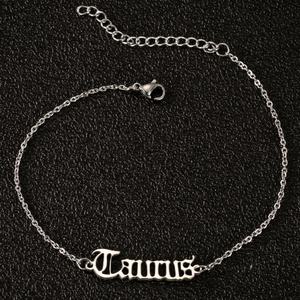 Bracelets de cheville en acier inoxydable plaqué or 18K pour femme, constellation, astrologie, Horoscope, 12 signes du zodiaque - Product Image 6