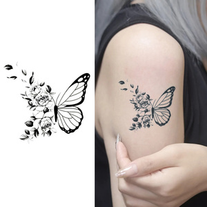 Farfalla <span class=keywords><strong>e</strong></span> fiore tatuaggio temporaneo Semi permanente tatuaggio impermeabile per 2 settimane realistico tatuaggio a base di erbe per il corpo del braccio - Product Image 1
