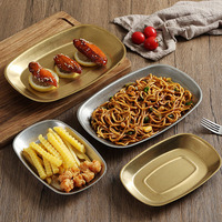 Koreaanse retro barbecueplaat roestvrij staal goud en zilver snack dessert fruit cake dienblad voedsel serveerblad keukenaccessoires