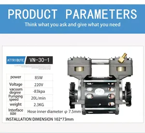 Küçük 220v negatif basınç piston yağsız vakum pompası tıbbi makine için