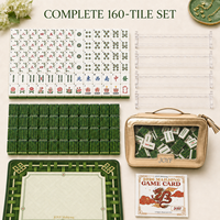 Mahjong américain en gros, texture bambou vert, construction acrylique 4 couches, 160 tuiles, motif floral décoratif, idéal pour un cadeau