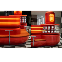 Meubles de restaurant commerciaux au design moderne, comptoir de bar en bois rond pour hôtel, boîte de nuit, café, boutique avec dessus en marbre