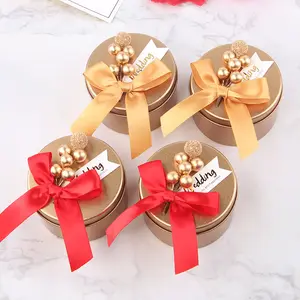 Luxury Round Metal Gift Tin Packaging Box Cookies Candy Chocolate Cake Biscuit Tinplate Box
