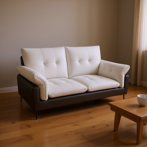 Divano Moderno a Due Posti in Pelle PU con Schienale Trapuntato, Braccioli Imbottiti e Gambe in Metallo per Soggiorno - Product Image 2