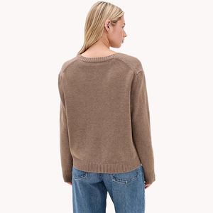 Suéter Personalizable de Otoño, Grueso, Cuello en V, Color Sólido, Manga Larga, Capa Interior de Invierno, Suéter Informal para Mujer - Product Image 6