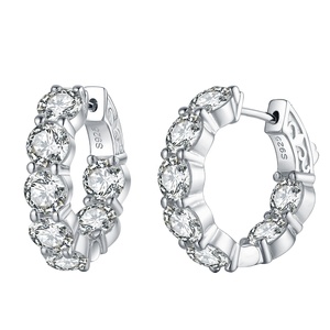 Jewelry Manufacturer Round Solid Sterling Silver 925 White Cz Inside Out <strong>Hoop</strong> <strong>Earrings</strong>, CZ <strong>Hinge</strong> <strong>Hoop</strong> Small <strong>Earring</strong> - Product Image 1