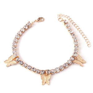 Tobillera Geométrica de Mariposa para Mujer, de Aleación de Zinc con Engaste de Canal, Adorno para el Pie para Fiestas J191 - Product Image 3