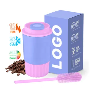 Everich Top Sale Custom Logo 12oz Reusable Square Anti Fall Suction Double Wall Vacuum Insulated Coffee Mug