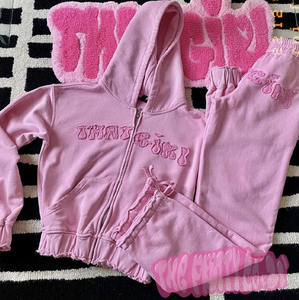 Broderie personnalisée Sweat à capuche zippé Boxy French Terry Surdimensionné Distressed Survêtement à capuche Survêtement - Product Image 4