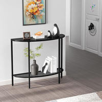 Table console moderne à 2 niveaux en demi-lune, montage facile, table de rangement étroite pour entrée, en bois MDF, table de canapé pour salon, usage domestique