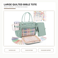Sac fourre-tout matelassé et imperméable pour Bible, avec housse de Bible détachable, impression personnalisée, pochette pour ordinateur portable 14 pouces, poches pour stylo/bouteille, sac d'église