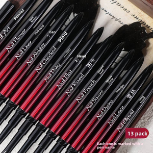 Red Black Metal Handle Nail Brush Soft Nylon Ombre Liner Long <b>Builder</b> Gel Brush for Multifunction Nail Art - Product Image 3
