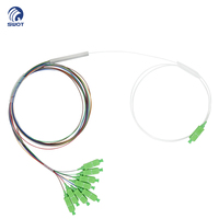 Répartiteur PLC à fibre optique en micro-tube d'acier 1x8 SC/APC CE RoHS à faible perte d'insertion OEM pour réseau FTTH GPON