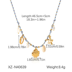 สร้อยคอแฟชั่นฤดูร้อน สร้อยคอจี้ สแตนเลส 316L เครื่องประดับชุบทอง 14k 18k PVD สร้อยคอเชือกฮาวายหลากสีสำหรับผู้หญิง - Product Image 6