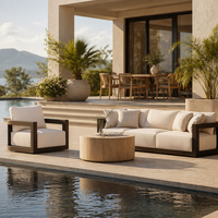 Ensemble de canapé d'extérieur en aluminium personnalisable 3 places avec fauteuil et table basse, mobilier de salon moderne pour patio, bord de piscine, jardin