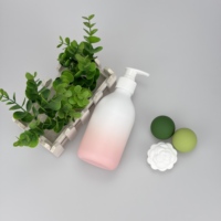Flacon pompe rose et blanc dégradé, distributeur en plastique rechargeable de 500 ml pour shampoing et lotion