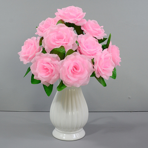 Factory Outlet Artificial 10 cabezas ramo de flores rosas arreglo Floral de seda boda fiesta en casa decoración Fleurs Artificielles - Product Image 2