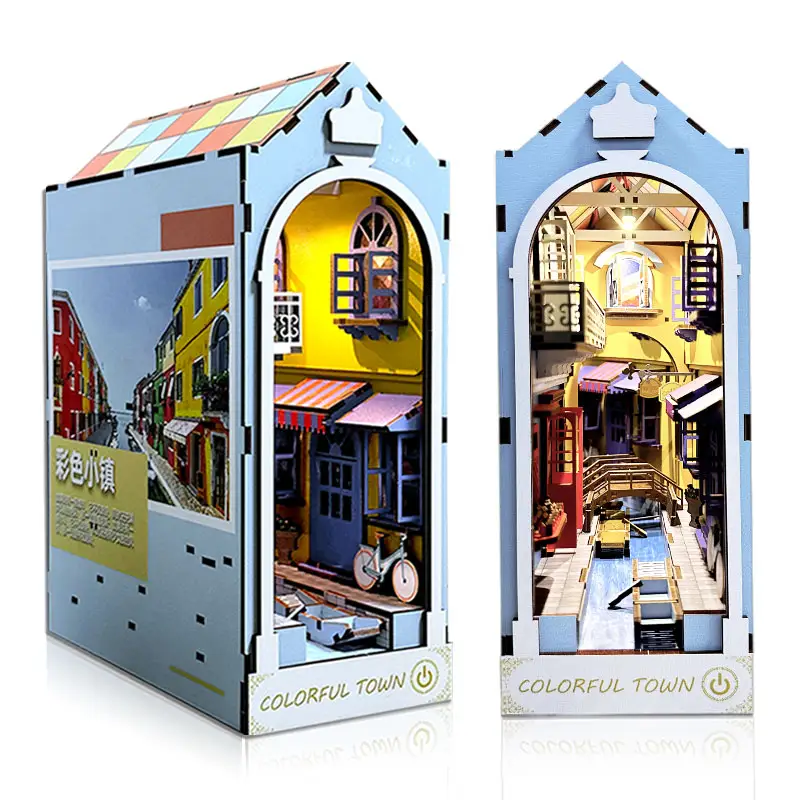 Melhore sua coleção de livros com 3D DIY Wooden Puzzle Bookends e Kits Casa Miniatura