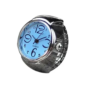 Reloj de Dedo Punk Vintage, Mini Reloj de Aleación con Correa Elástica, Anillos de Pareja, Joyería, Reloj de Cuarzo Retro Romano para Mujer y Hombre - Product Image 6