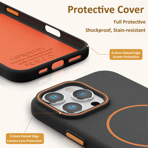 Coque de téléphone magnétique en TPU motif litchi élégant d'affaires de luxe pour iPhone 17 Air 17 16 E 15 14 13 12 Pro Max couverture de téléphone portable - Product Image 5