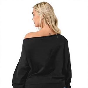 Women's hooded crop sweatshirt Full sleeve solid color hoodie Knitted cotton autumn wear Casual crop top sweatshirt - Product Image 4