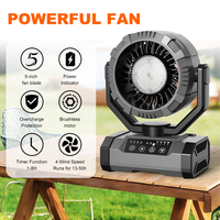 Ventilateur de camping extérieur rechargeable à oscillation automatique HY-8705H OEM/ODM avec lanterne LED et fonction de batterie externe