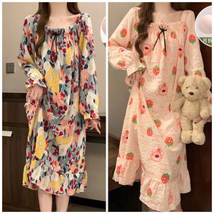 Vestito da Donna Autunnale Best-seller, Morbido e Traspirante con Fiocco Decorativo, <span class=keywords><strong>Taglie</strong></span> Forti, Pigiama Carino da Donna, Abbigliamento Casual per Casa - Product Image 6