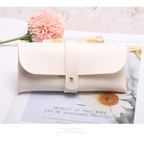 Nouvel étui à lunettes en cuir souple, tendance et élégant, pochette pour lunettes de soleil, fermeture à bouton unique, support pour lunettes en cuir PVC - Product Image 5