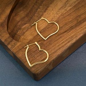 Xinfly 18K <b>Solid</b> Gold <b>Hoop</b> Drop Dangle <b>Earrings</b> Loving Heart Charm Jewelry - Product Image 2