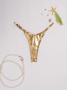 سروال سباحة نسائي مثير بلون واحد بيكيني ملابس سباحة صغيرة ملابس داخلية أسفل مثلث دفع إلى أعلى قطعة واحدة - Product Image 5