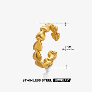 Anillo <span class=keywords><strong>de</strong></span> Acero Inoxidable Serie Amor, Anillo Ajustable Impermeable con Apertura, Color Inalterable para Mujer - Product Image 6