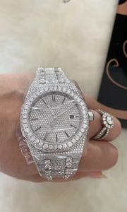 उच्च गुणवत्ता वाली स्टेनलेस स्टील लक्जरी घड़ी सैपफायर क्रिस्टल क्रोनोग्राफ हिप हॉप पूर्ण हीरे यांत्रिक पुरुषों की सूचक एटा - Product Image 4