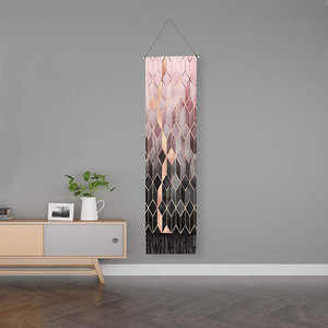 Abstract Macrame Colorful Phases Tapestry Wall Hanging Cloth With Tassels und Stick Bedroom Art Painting Decoration 12.8 x51inch - Product Image 3