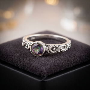 Beautiful Mystical <b>Quartz</b> Gemstone 925 Sterling Silver Rhodium Plated Wedding <b>Ring</b> Handmade Elegant Jewelry - Product Image 3
