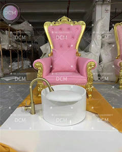 Fauteuils de pédicure rose, ensemble de fauteuils trône roi et reine, fauteuil de pédicure et de manucure, canapé de pédicure doré - Product Image 5