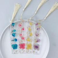 Marcapáginas Acrílicos Promocionales Ecológicos Modernos con Flores Secas, Borlas de Colores Mezclados, Impresión Digital, para Mujeres, Niños, Navidad