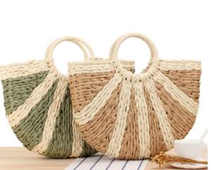 Sac à bandoulière en paille tressée tendance, grand sac fourre-tout souple en polyester imperméable avec fermeture éclair et sangle unique, idéal pour la plage - Product Image 3