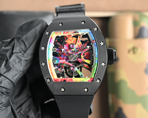 2025 Best-selling High Quality Transparent Ceramic Case Orange Rubber Strap Luxury Sport Charm Mechanical <b>Watch</b> 40mm 20mm - Product Image 2