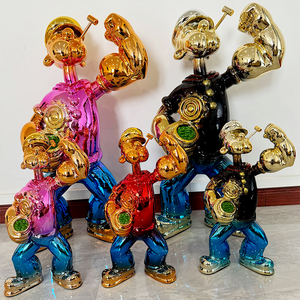 Electroplating Engraving Popeye <strong>Figurines</strong> Cross Border Trendy Creative High End Resin Handicrafts Fiberglass Sculptures - Product Image 4