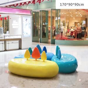 Silla de ocio al aire libre moderna de diseño personalizado, taburete de letras de metal para área de descanso irregular para esperar, silla de centro comercial al aire libre de fibra de vidrio - Product Image 6