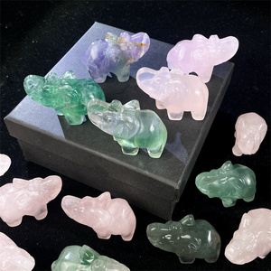 Kindfull <span class=keywords><strong>rose</strong></span> quartz éléphant pierre de guérison fluorite éléphant pour la décoration - Product Image 3