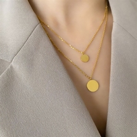 Chaîne de pull japonaise et coréenne, collier court double couche automne/hiver avec pendentif rond, accessoire pour femme
