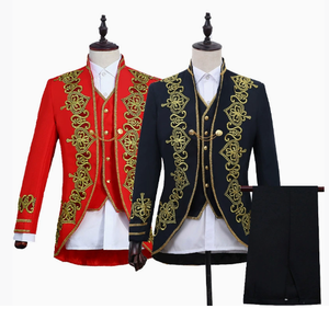 Tuta Jacquard di lusso da uomo di moda 3 pezzi Set nero/rosso classico maschile Studio <span class=keywords><strong>Opera</strong></span> Theatre Performance giacche gilet <span class=keywords><strong>pantaloni</strong></span> - Product Image 1