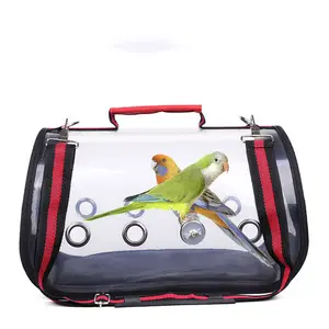 Portador portátil de viaje para mascotas, jaula de viaje transparente y transpirable para loros, bolsa ligera para pájaros