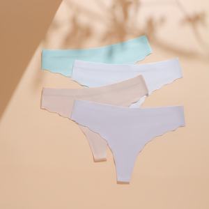 Ropa Interior Femenina de Color Sólido, Transpirable, de Secado <span class=keywords><strong>R</strong></span>ápido, Tejida, de una Pieza, Estilo Delgado, de Seda de Leche, Tanga con Logotipo en la Cintura - Product Image 2