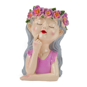 Transfrontalier créatif résine artisanat fée Pot de fleur ornements méditation fille pour balcon cour jardin décoration de noël - Product Image 5