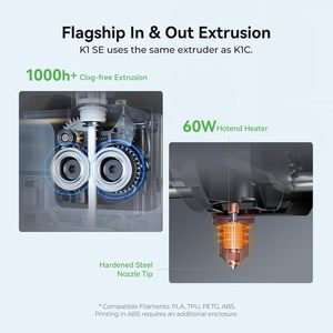 Impresora 3D K1 SE de Aluminio Negra para Niños y Principiantes, Completamente Ensamblada, con Nivelación Automática, Impresión de Alta Velocidad de 600 mm/s - Product Image 3